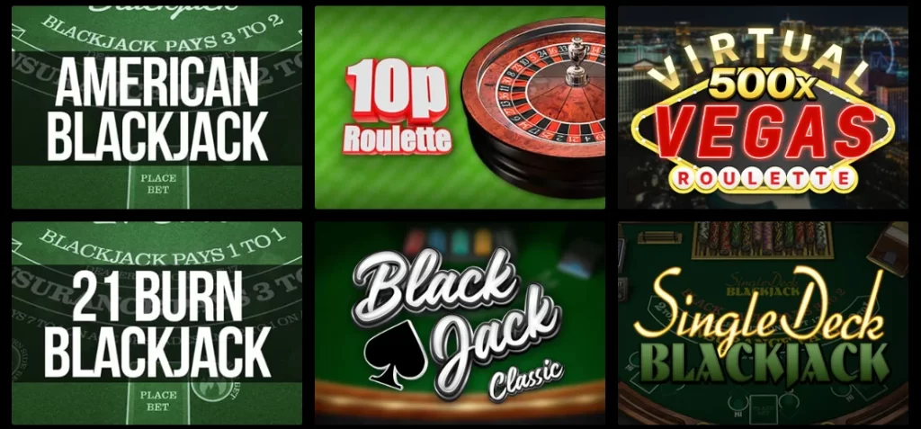 Tischspiele mit Blackjack und Roulette