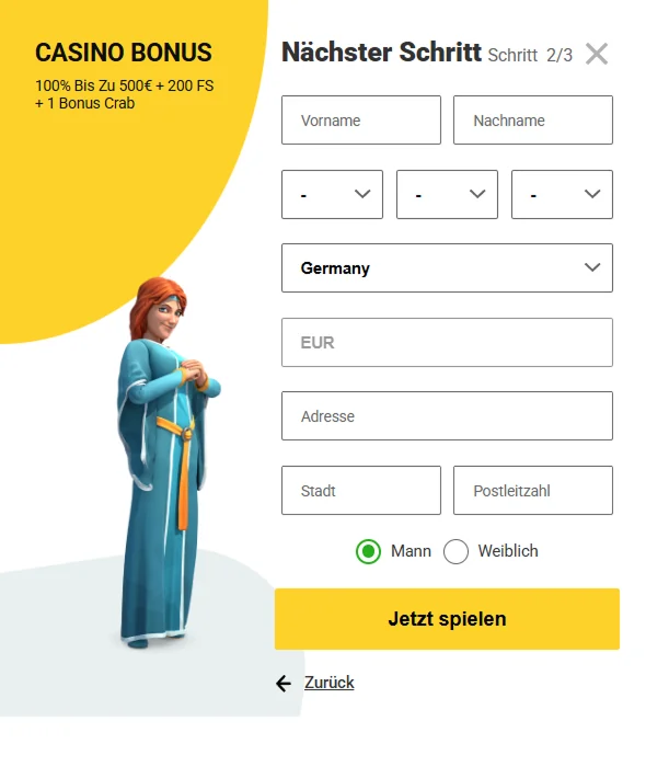 ZetCasino Registrierung Schritt 3