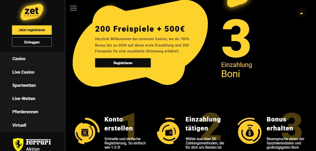 Zet Casino Anmeldungen Schritte